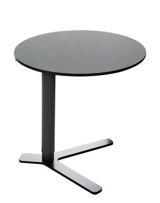 Yo Beistelltisch von La Palma, höhenverstellbarer, runder Tisch in Anthrazit mit Y-förmigem Fußgestell.